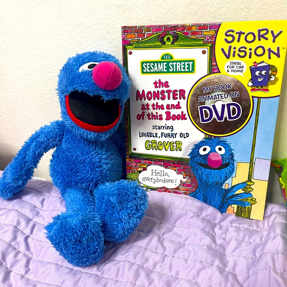 Grover plush and hardcover book